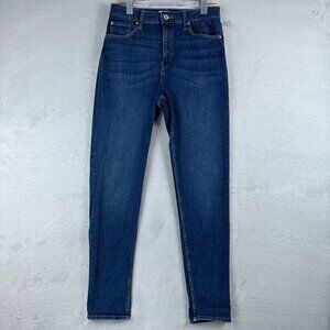 H&M Mom Jeans Medium Wash Denim Women's Size 10 High Rise Stretch Blue